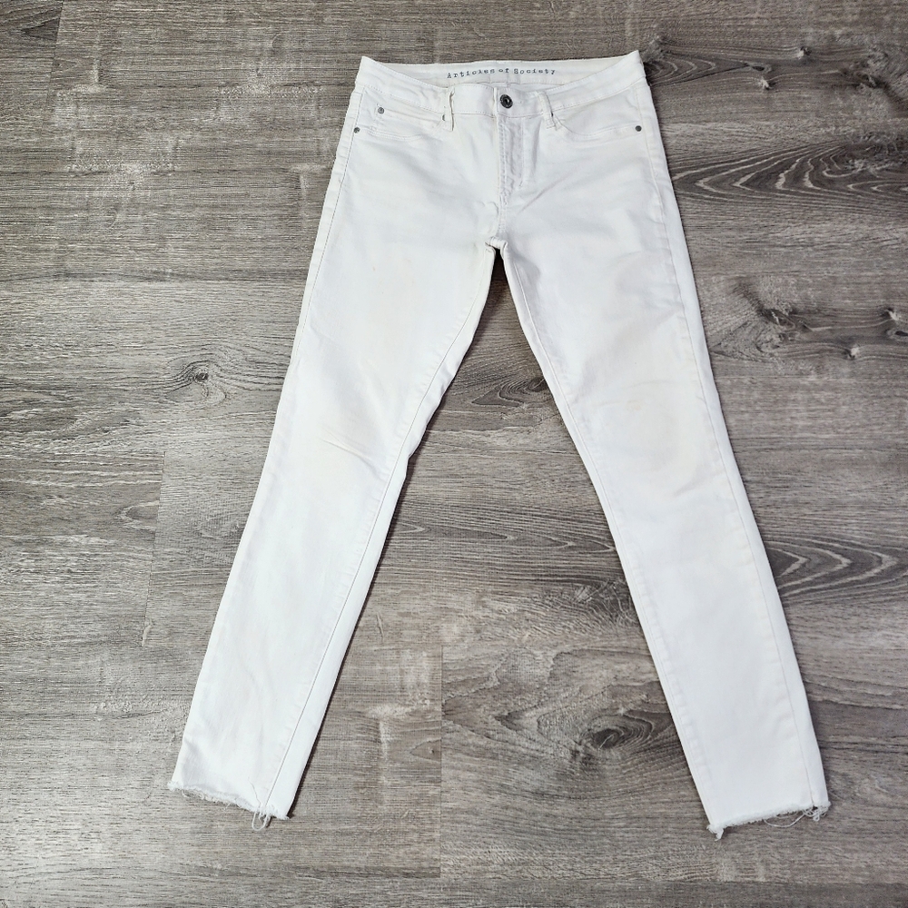 ARTICLES OF SOCIETY LA White Denim Raw Hem Skinny Jean 28